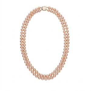 6.5-7.0 mm Double Strand Pink to Peach Freshwater Pearl Necklace